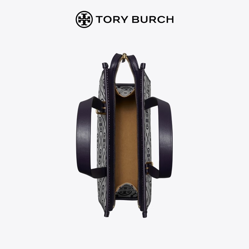 商品[国内直发] Tory Burch|汤丽柏琦TB女包 T MONOGRAM小号拉链单肩托特包女包 145535 榛子棕,价格¥2852,第12张图片详细描述