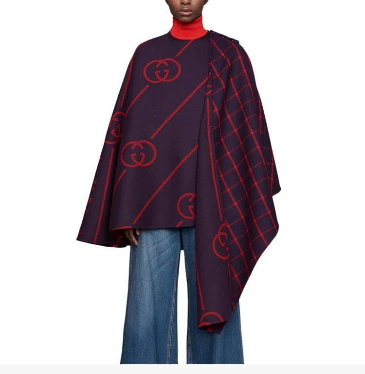 商品[国内直发] Gucci|GUCCI 拼色女士斗篷 569213-ZABXV-4668,价格¥20619,第5张图片详细描述