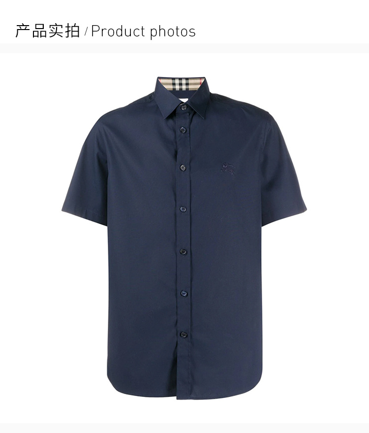 商品Burberry|Burberry 博柏利 男士深蓝色衬衫短袖 8025765,价格¥1884,第5张图片详细描述