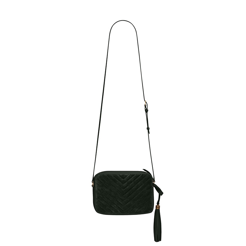 商品Yves Saint Laurent|SAINT LAURENT PARIS/圣罗兰 YSL 21新款LOU系列 女士深绿色绗缝绒面牛皮革单肩斜挎相机包,价格¥9893,第5张图片详细描述
