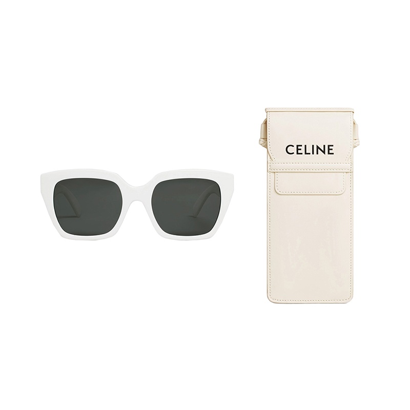 商品Celine|【现货速发】CELINE赛琳  女士烟灰色镜片白色醋酸酯镜框正方形太阳眼镜墨镜MONOCHROMS 03系列（附赠斜跨眼镜包）,价格¥1472,第2张图片详细描述