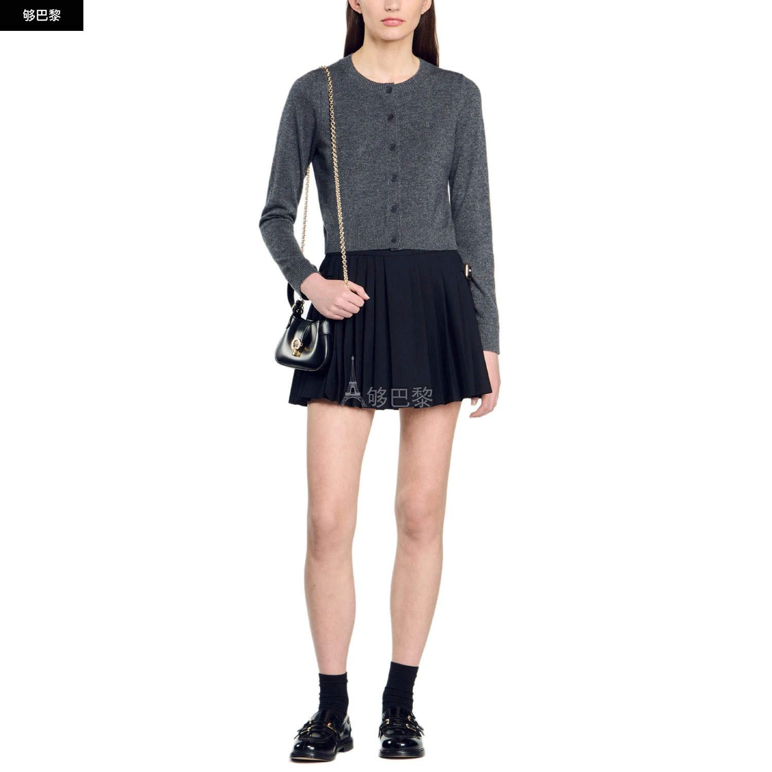 商品Sandro|【预售】 女士 针织衫 羊毛羊绒混纺开衫  SDOZ4327BCK ,价格¥2228,第6张图片详细描述