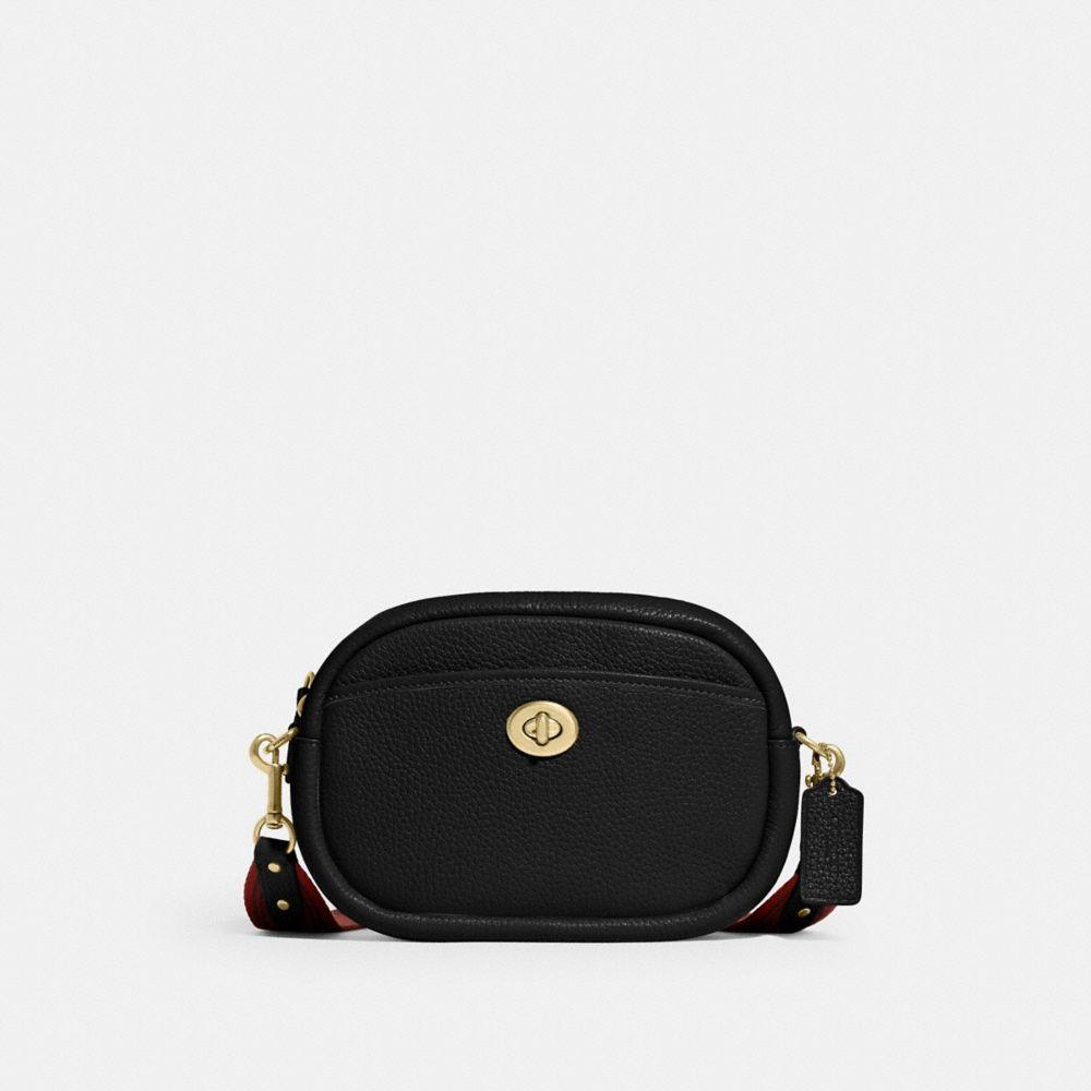 商品[国内直发] Coach|COACH女包蔻驰斜挎包奢侈品女士黑色23号牛皮革拉链旋锁相机包中号宽肩带礼物送女友C7956 B4/BK,价格¥1696,第3张图片详细描述
