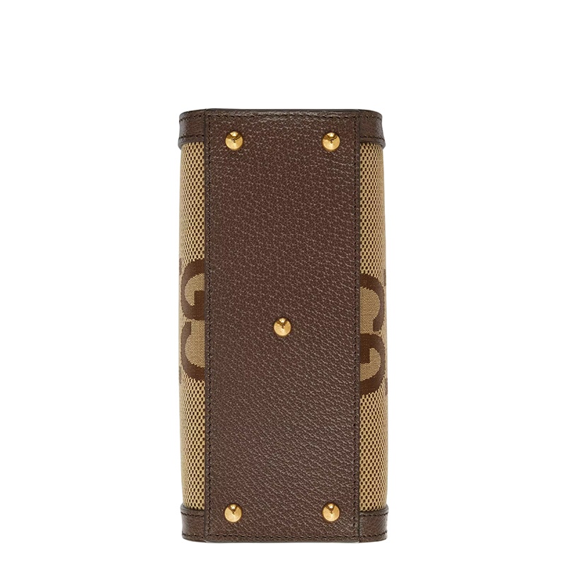 商品Gucci|GUCCI/古驰 22春夏新款Diana系列 女士迷你驼色/乌木色老花帆布配棕色皮革竹节提手配红色饰带金扣单肩斜挎手提包 655661UKMFT2672,价格¥19428,第8张图片详细描述