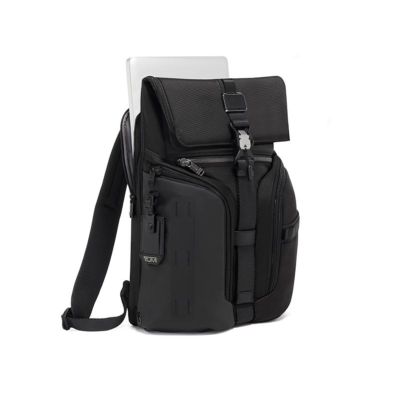 商品Tumi|TUMI途明 ALPHA BRAVO系列 男女同款黑色尼龙翻盖背包,价格¥2721,第4张图片详细描述