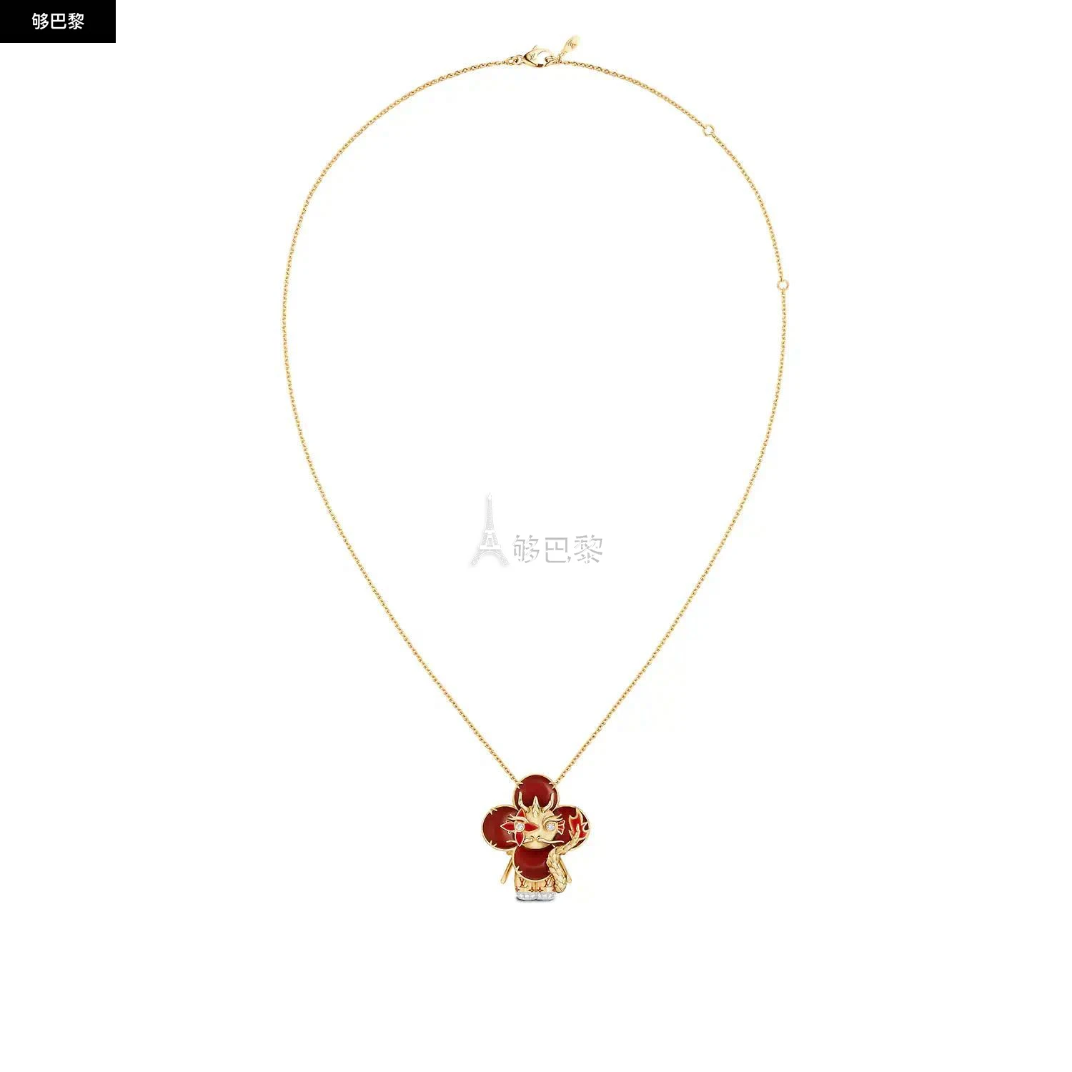 商品Louis Vuitton|【预售】 LV路易威登 24秋冬 女士 吊坠 VIVIENNE DRAGON 18K 金漆光钻石彩色宝石项链 Q93976,价格¥358904,第2张图片详细描述