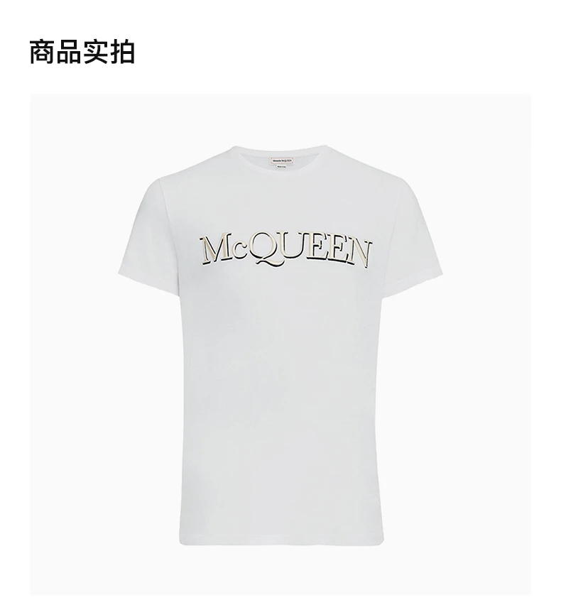 商品Alexander McQueen|ALEXANDER MCQUEEN 亚历山大·麦昆 男士白色棉质T恤 649876-QQZ56-0900,价格¥1984,第4张图片详细描述