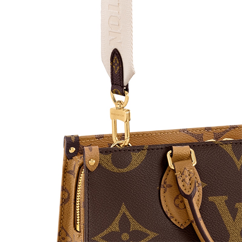 商品Louis Vuitton|【预售十天】路易威登 23新款 OnTheGo女士棕色帆布配皮可拆卸圆形零钱袋斜挎包/手提包 M46653,价格¥20360,第6张图片详细描述