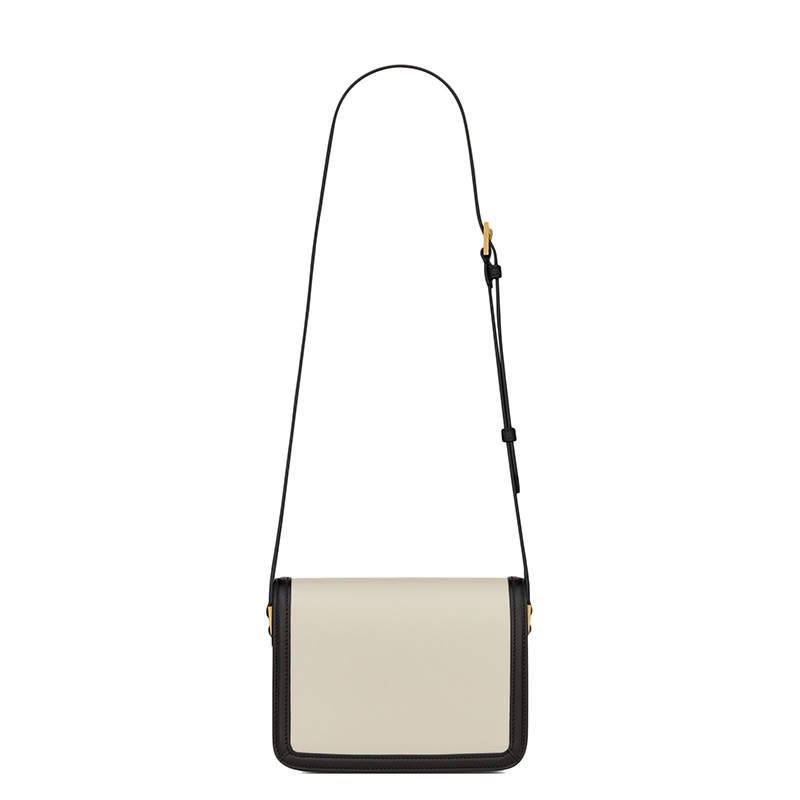 商品Yves Saint Laurent|SAINT LAURENT PARIS/圣罗兰 YSL 21秋冬新款SOLFERINO系列 女士小号复古白色牛皮革黑色饰边金扣斜挎单肩包,价格¥19697,第3张图片详细描述