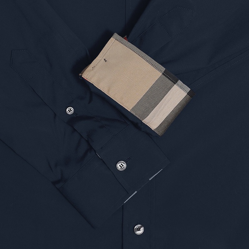 商品Burberry|博柏利 经典款 男士海军蓝色棉质长袖衬衫80362931,价格¥1405,第7张图片详细描述