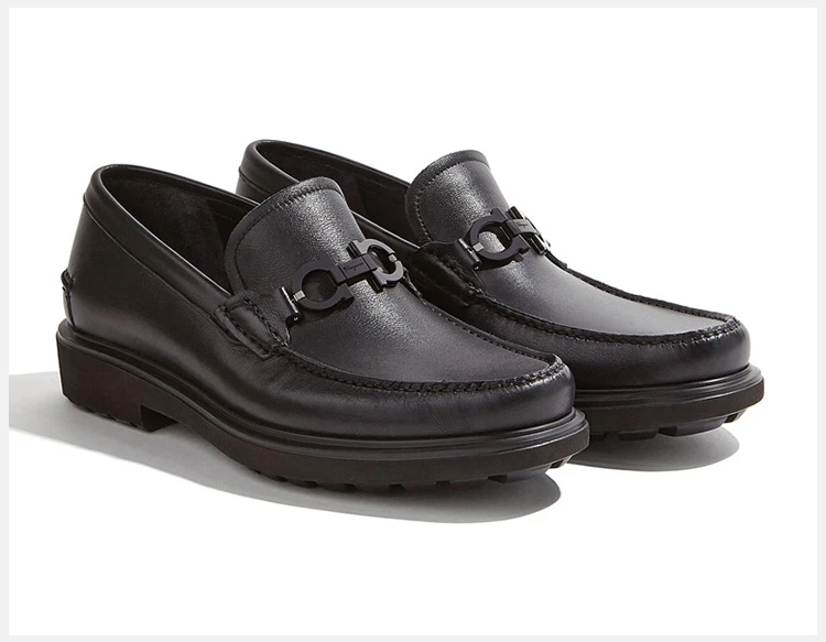 商品Salvatore Ferragamo|Salvatore Ferragamo 菲拉格慕 男士黑色牛皮乐福鞋 02-9389-642907,价格¥2815,第4张图片详细描述