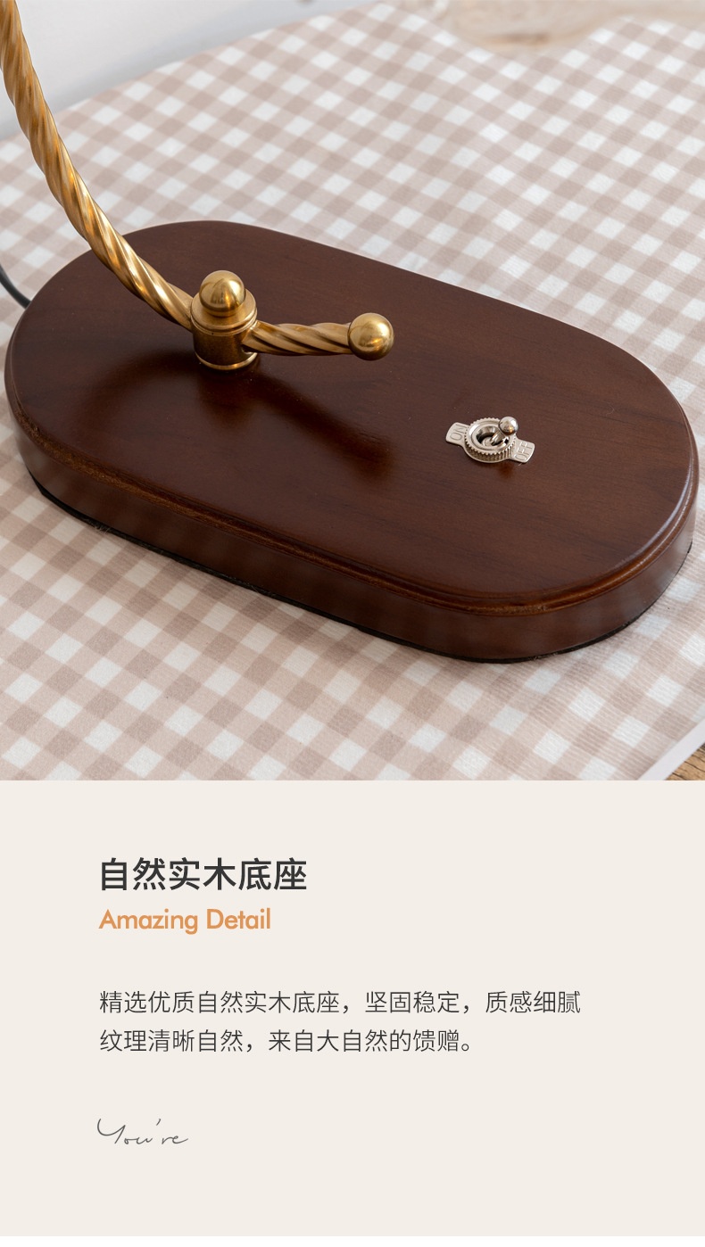 商品[国内直发] YeeCollene|法式复古卧室台灯书房玻璃装饰台灯民宿氛围新婚长明灯床头台灯,价格¥461,第9张图片详细描述
