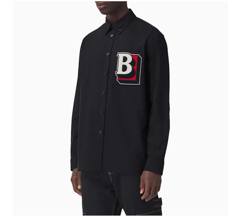 商品[国内直发] Burberry|BURBERRY 男士黑色棉质长袖衬衫 8048118,价格¥3520,第5张图片详细描述