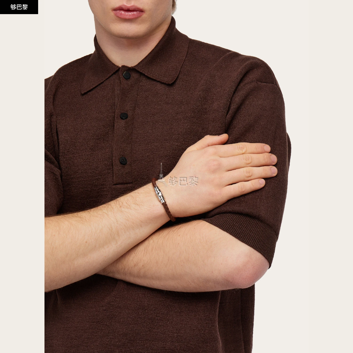 商品Salvatore Ferragamo|【预售】 菲拉格慕 24秋冬 男士 手镯 Bracelet tressé (L) 773540 675939,价格¥2811,第3张图片详细描述