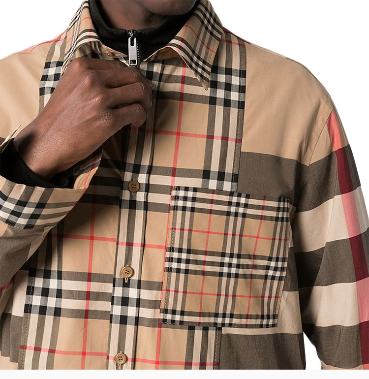 商品Burberry|Burberry 博柏利 男士经典格纹混合印花长袖衬衫 8023787,价格¥3047,第8张图片详细描述