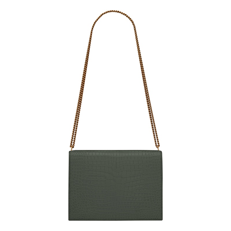 商品Yves Saint Laurent|SAINT LAURENT PARIS/圣罗兰 YSL 新款 CASSANDRA系列 女士中号薄荷色鳄鱼压纹小牛皮金扣双链手提斜挎单肩包532750DND0J3144,价格¥16867,第3张图片详细描述