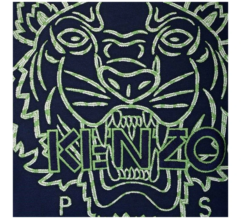 商品[国内直发] Kenzo|KENZO 男士深蓝色棉质虎头刺绣圆领短袖T恤 FC55TS2184YF-77,价格¥986,第6张图片详细描述