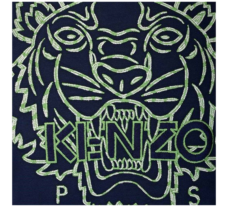 商品[国内直发] Kenzo|KENZO 男士深蓝色棉质虎头刺绣圆领短袖T恤 FC55TS2184YF-77,价格¥1161,第6张图片详细描述