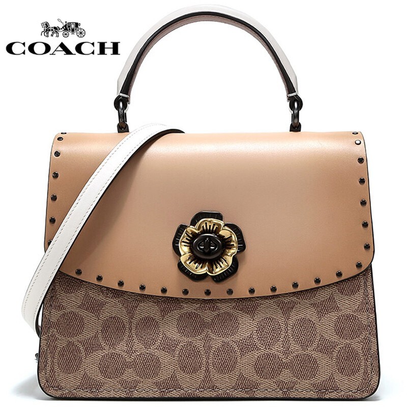 商品[国内直发] Coach|蔻驰女包山茶花女包奢侈品专柜款PARKER23号Top Handle顶部手柄铆钉山茶花拼色手提单肩斜挎包53349 ,价格¥2456,第7张图片详细描述