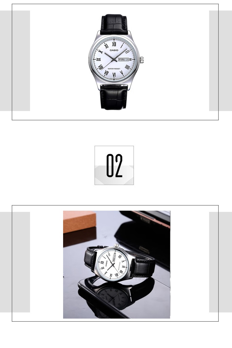 商品Casio|卡西欧（CASIO）男士电子手表黑带白盘MTP-V006L-7B-黑带白盘-MTP-V006L-7B,价格¥192,第3张图片详细描述