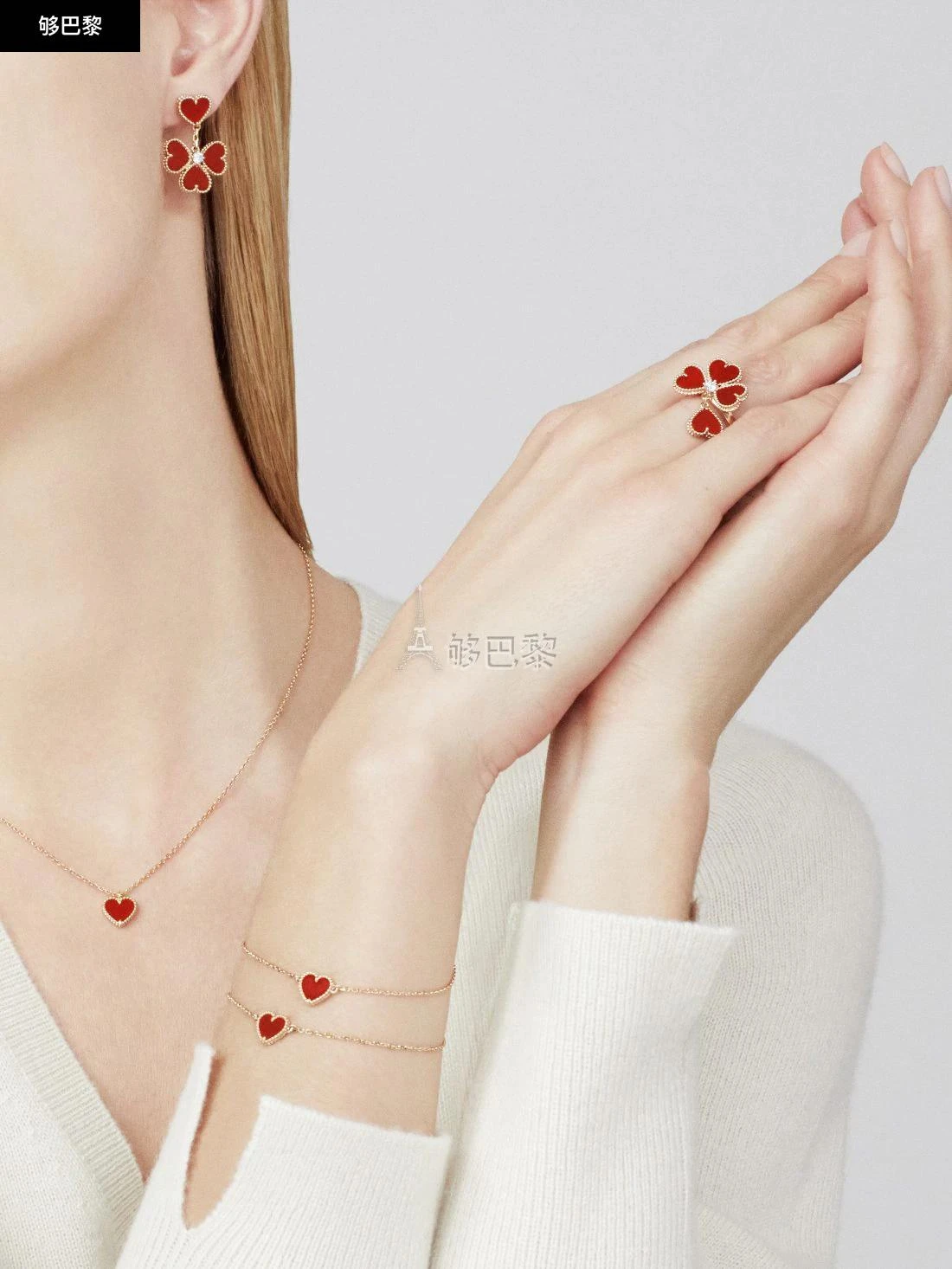 商品Van Cleef & Arpels|包邮包税【预售7天发货】 VCA梵克雅宝 23秋冬 女士 手链 Sweet Alhambra心形手链 VCARN59L00,价格¥13371,第5张图片详细描述