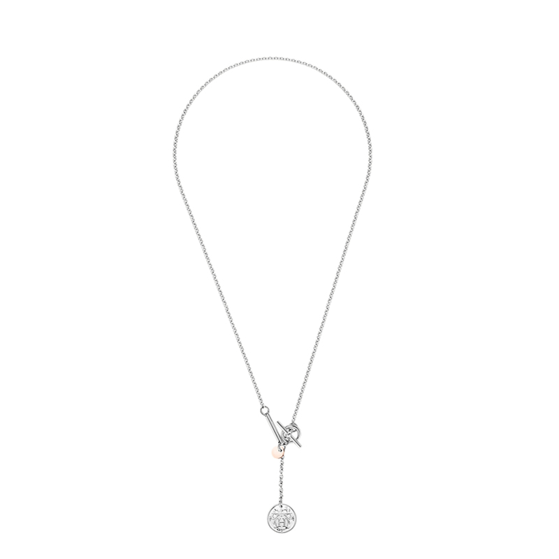 商品Hermes| HERMES/爱马仕 经典Hermès Ex-Libris系列 小号925纯银18K金玫瑰金挂坠环扣式吊坠H120341B,价格¥7592,第2张图片详细描述