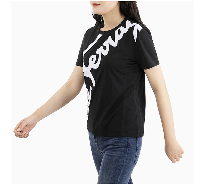 商品Salvatore Ferragamo|SALVATORE FERRAGAMO 女士黑色标志性短袖T恤 11-D464-708863,价格¥1661,第7张图片详细描述