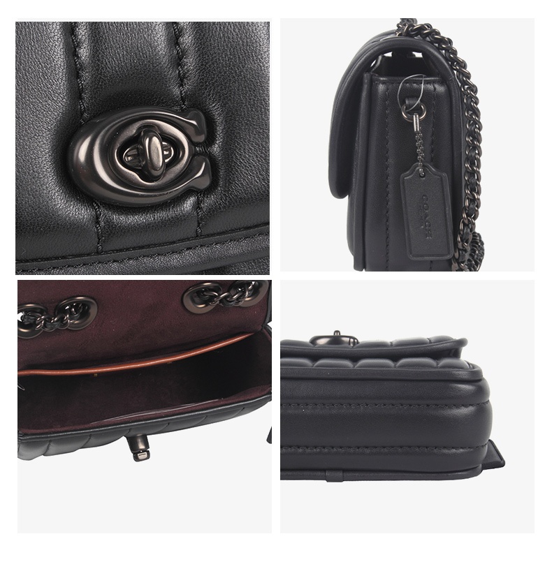 商品Coach|COACH 迷你女士皮质单肩斜挎链条包 4870V5BLK,价格¥2497,第7张图片详细描述