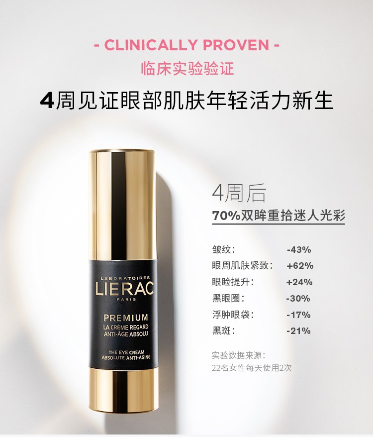 商品Lierac|LIERAC丽蕾克抗皱黑金眼霜15ml 淡化黑眼圈眼袋,价格¥361,第8张图片详细描述