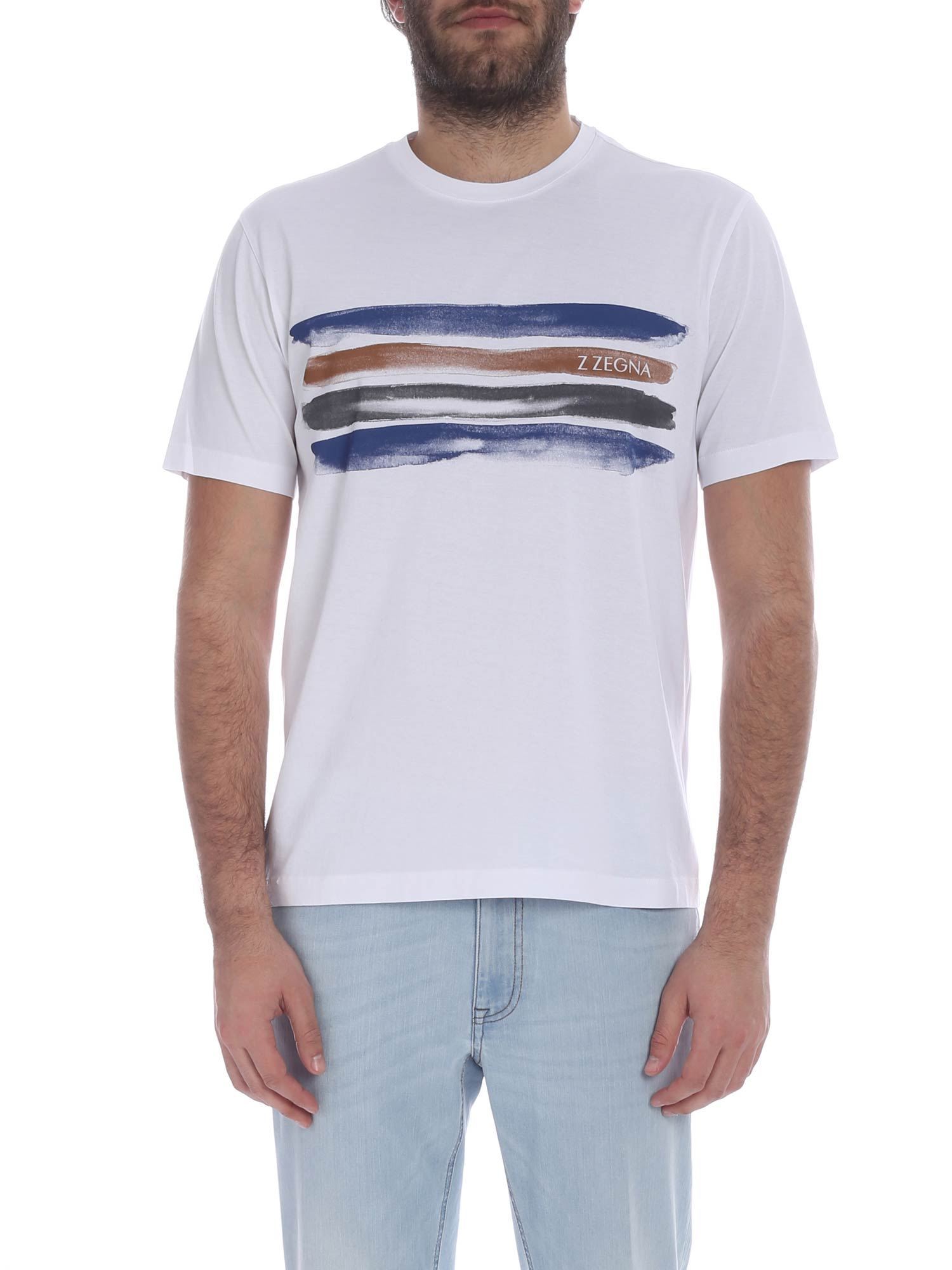 商品Zegna|ZEGNA 男士白色棉质短袖T恤 VS372-ZZ630D-6D3,价格¥783,第3张图片详细描述