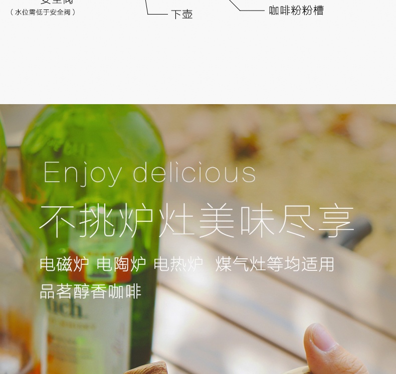 商品[国内直发] OLYMMONS|户外露营野餐旅行摩卡壶手冲咖啡壶煮咖啡粉壶环保铝壶,价格¥104,第19张图片详细描述