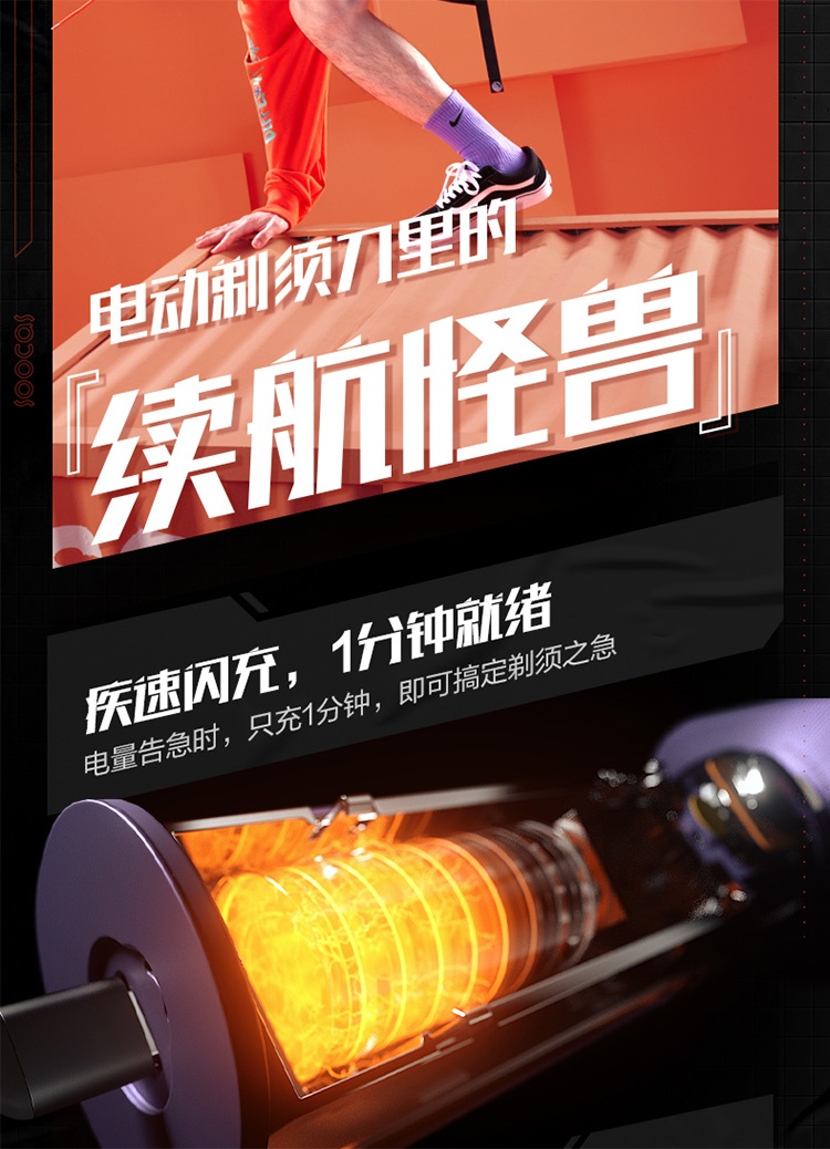 商品[国内直发] Soocas|素士SOOCAS S31超能自动剃须刀智能感应全身水洗潮酷刮胡刀 送男生礼物,价格¥320,第5张图片详细描述