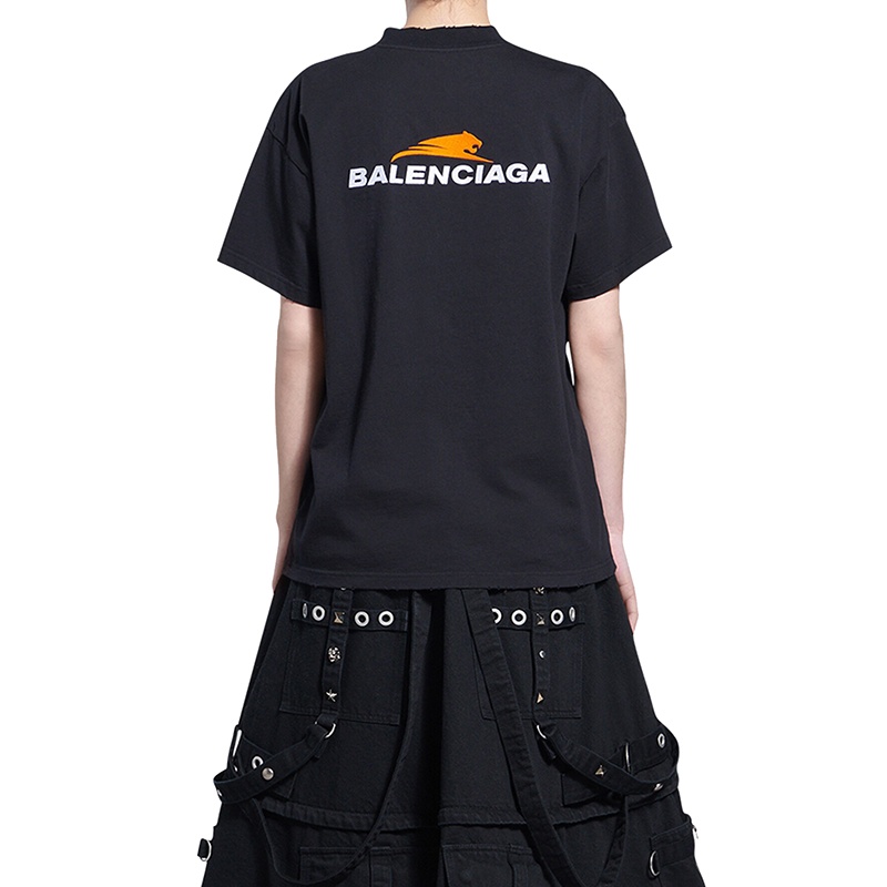 商品Balenciaga|Balenciaga/巴黎世家 22年早春新款 虎年系列 女士黑色纯棉短袖T恤衫,价格¥3654,第5张图片详细描述