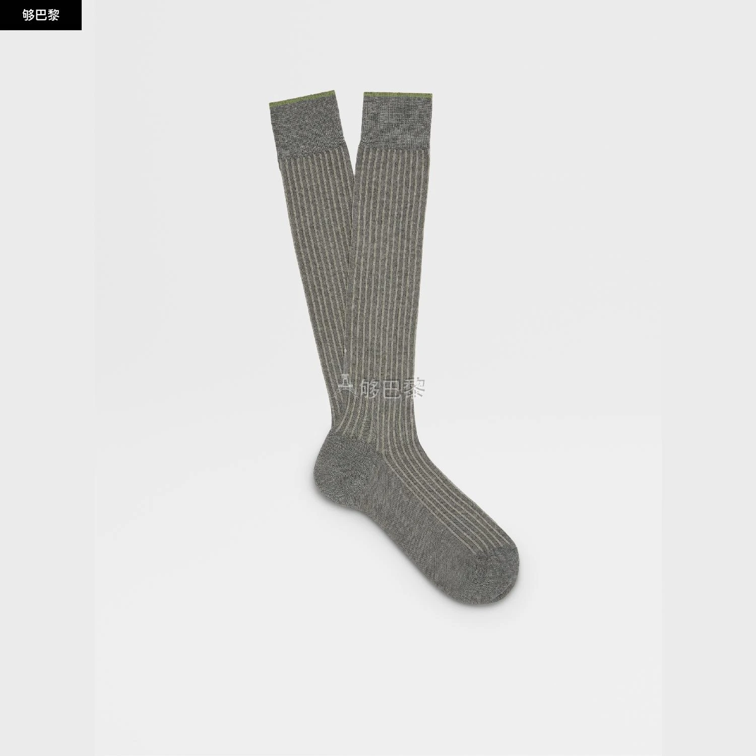 商品Zegna|包邮包税【预售7天发货】 ZEGNA杰尼亚 23秋冬 男士 袜子 LIGHT GREY MÉLANGE COTTON BLEND RIBBED MID CALF SOCKS N5V40-574-052,价格¥557,第4张图片详细描述