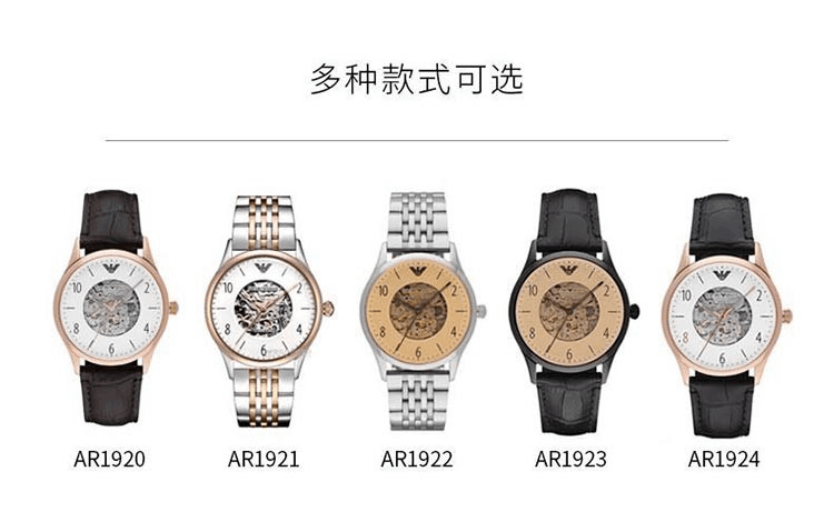 商品Emporio Armani|阿玛尼ARMANI 时尚潮流商务休闲男士镂空自动机械手表腕表 AR1921,价格¥1918,第3张图片详细描述