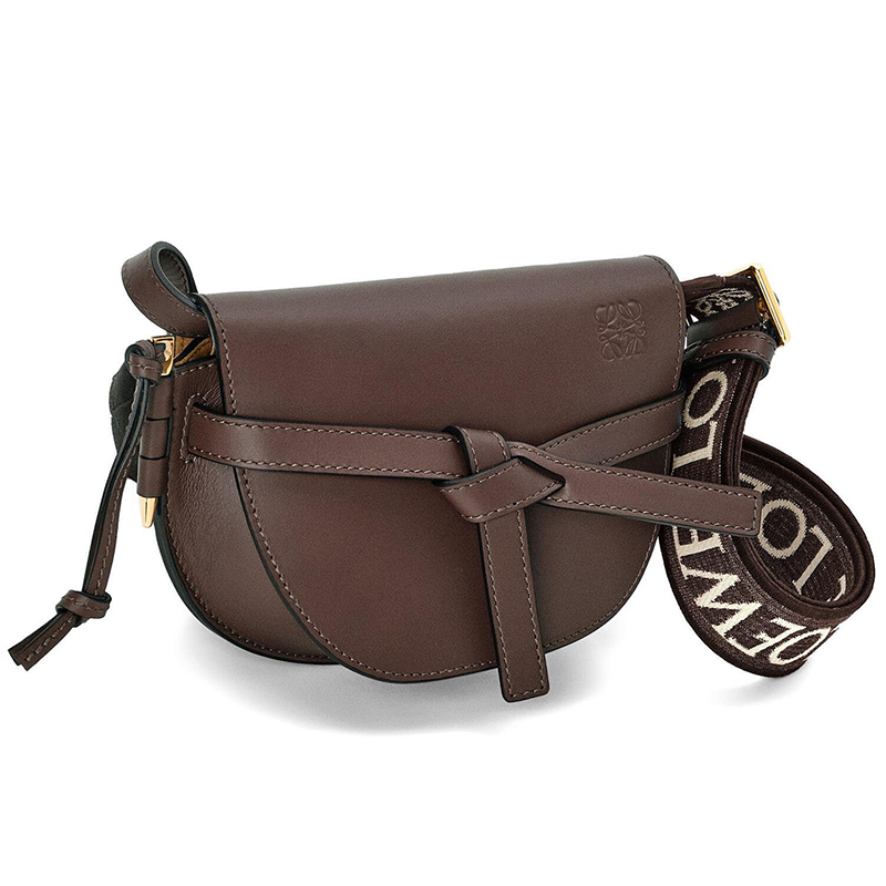 商品Loewe|LOEWE/罗意威 22新款Gate Dual系列 女士迷你款巧克力色小牛皮提花织物肩带翻盖开合单肩斜挎包A650N46X13-3870,价格¥12892,第3张图片详细描述