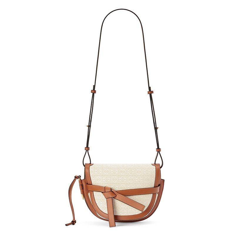 商品Loewe|LOEWE/罗意威 21秋冬款 Gate系列  女士小号米色/棕褐色徽��标提花小牛皮翻盖单肩斜跨包A650T20X37-2426,价格¥13321,第5张图片详细描述