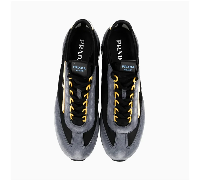 商品Prada|PRADA 男士黑色灰色拼色皮革运动鞋 2EG276-3KUY-F0002,价格¥2562,第7张图片详细描述