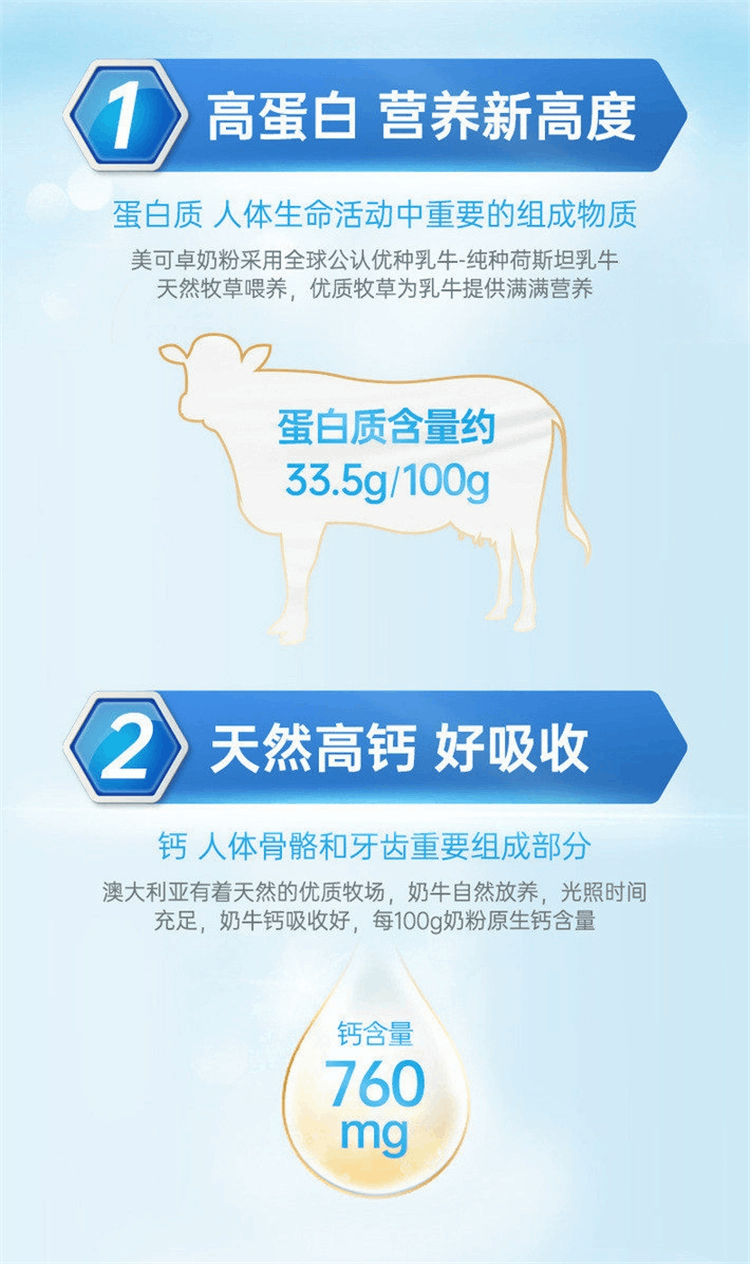 商品Maxigenes|澳大利亚Maxigenes美可卓（蓝胖子）全脂高钙奶粉 1kg,价格¥135,第3张图片详细描述
