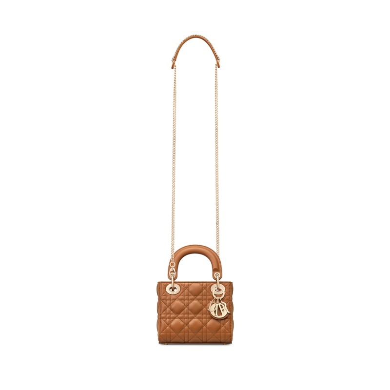商品Dior|迪奥 Lady Dior系列女士棕色羊皮手提包 M0505ONGE_M44M,价格¥36342,第9张图片详细描述