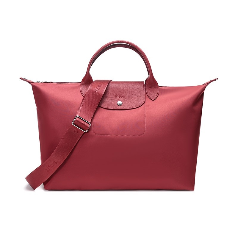 商品[国内直发] Longchamp|珑骧LONGCHAMP 奢侈品 女士Le Pliage Neo系列红色大号加厚帆布配牛皮革斜挎手提饺子包,价格¥647,第3张图片详细描述