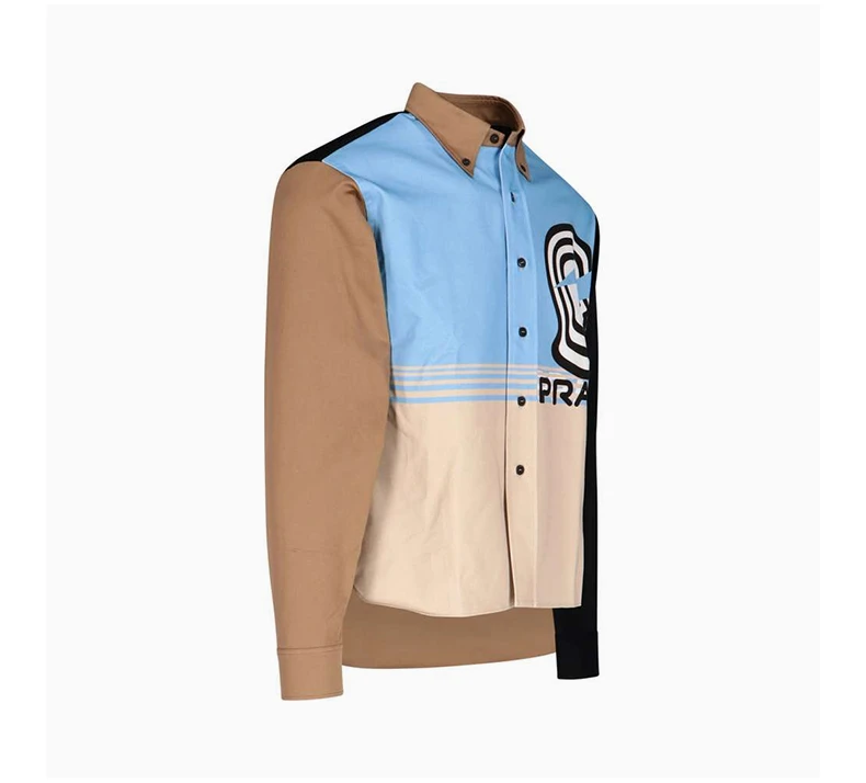 商品[国内直发] Prada|PRADA 拼色男士衬衫 UCN276-1WCL-F0T8S-S-201,价格¥5722,第4张图片详细描述