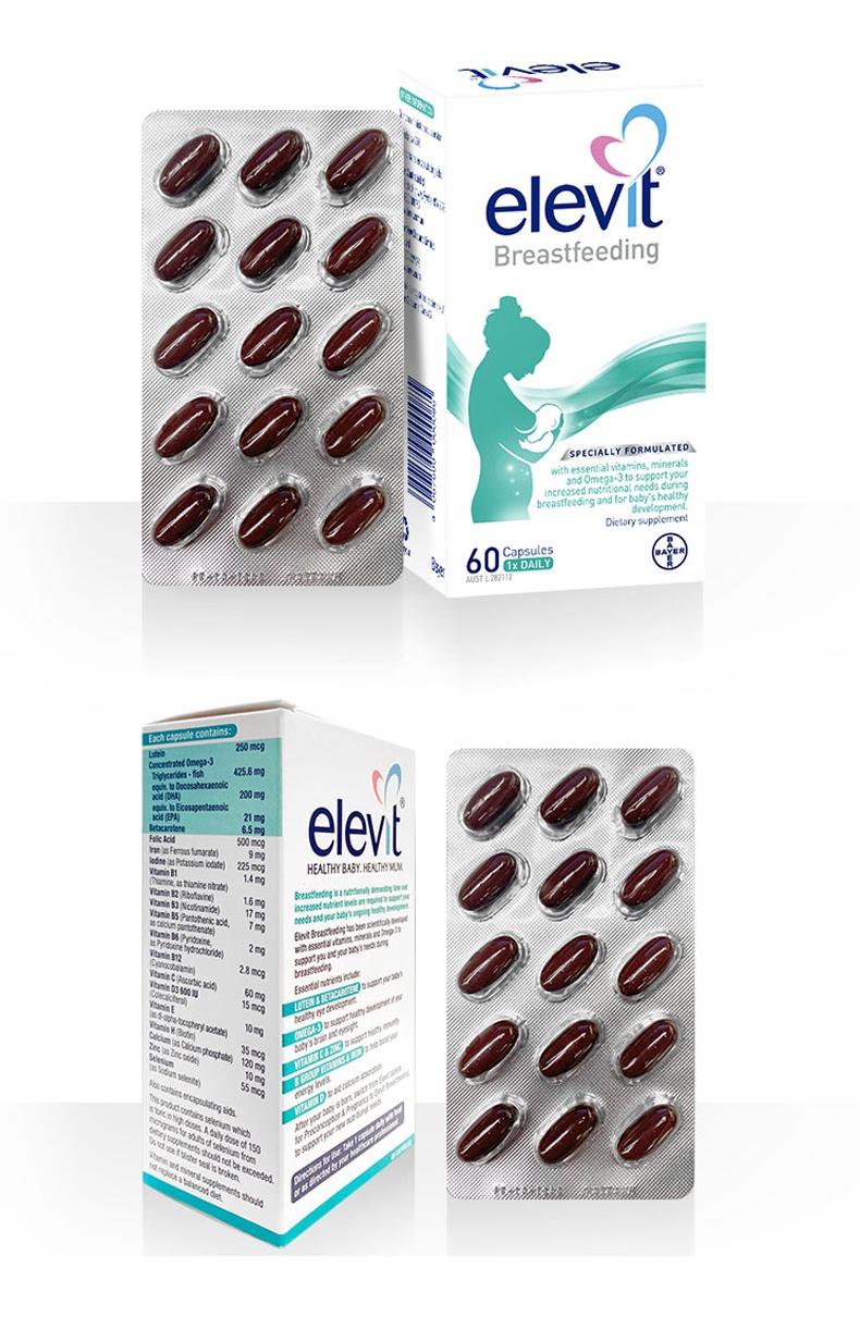 商品Bayer|elevit爱乐维哺乳期维生素片 进口黄金素叶黄素dha 富含多种维生素 提升母乳营养 60粒,价格¥214,第9张图片详细描述