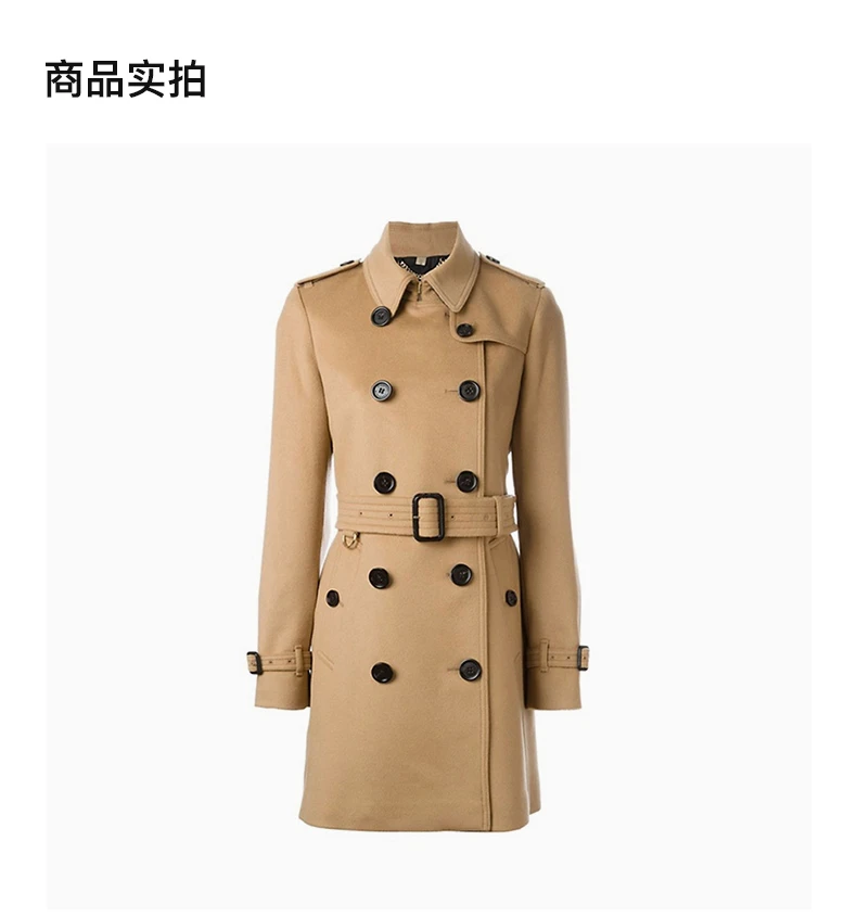 商品[国内直发] Burberry|BURBERRY 女士肯辛顿羊毛羊绒风衣 4019202,价格¥8684,第4张图片详细描述