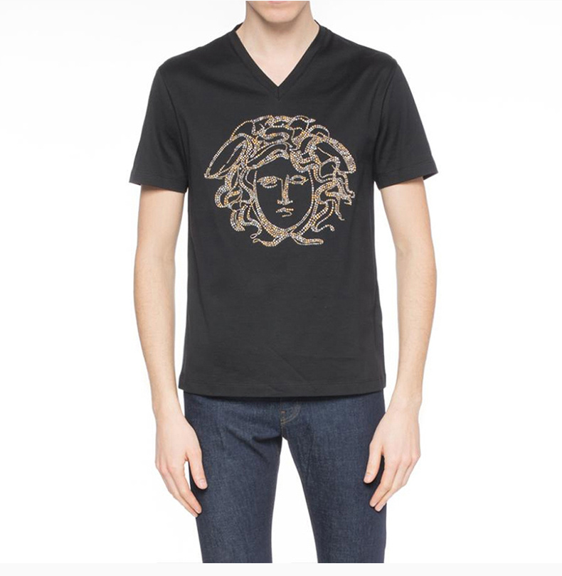 商品Versace|VERSACE 范思哲 黑色男士短袖T恤 A79221-A201952-A008,价格¥1757,第11张图片详细描述