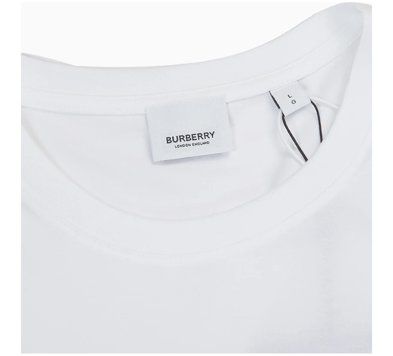 商品[国内直发] Burberry|BURBERRY 博柏利 时尚休闲棉质LOGO图案男士白色T恤 8014021,价格¥2276,第7张图片详细描述