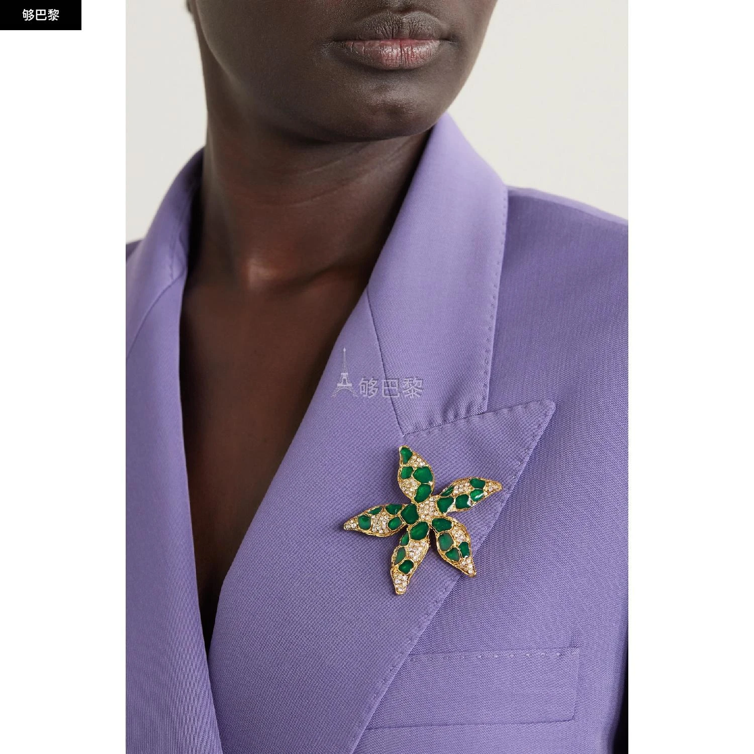 商品Oscar de la Renta|包邮包税【预售7天发货】 OSCAR DE LA RENTA 23秋冬 女士 胸针 Starfish 水晶金色胸针 1647597331337307 R24J304EMERALD ,价格¥4675,第5张图片详细描述