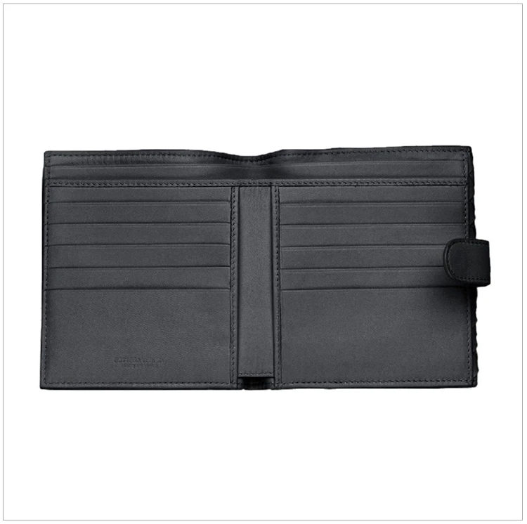 商品[国内直发] Bottega Veneta|Bottega Veneta 葆蝶家 黑色小牛皮编织中性短款钱包 163240 V001N 1000,价格¥5600,第6张图片详细描述