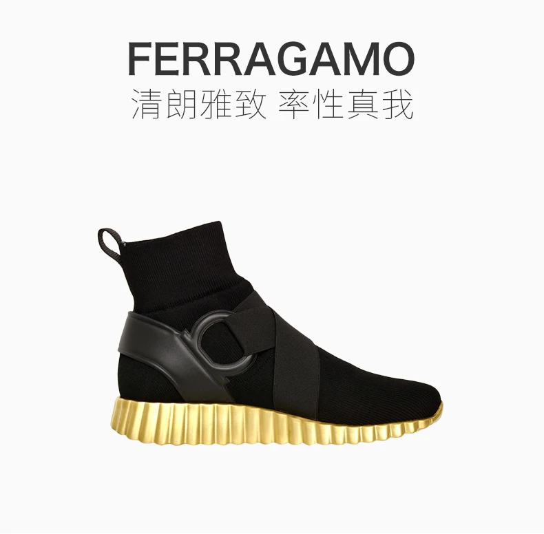 商品Salvatore Ferragamo|SALVATORE FERRAGAMO 女士黑色尼龙厚底高帮鞋 0680760,价格¥2292,第1张图片详细描述
