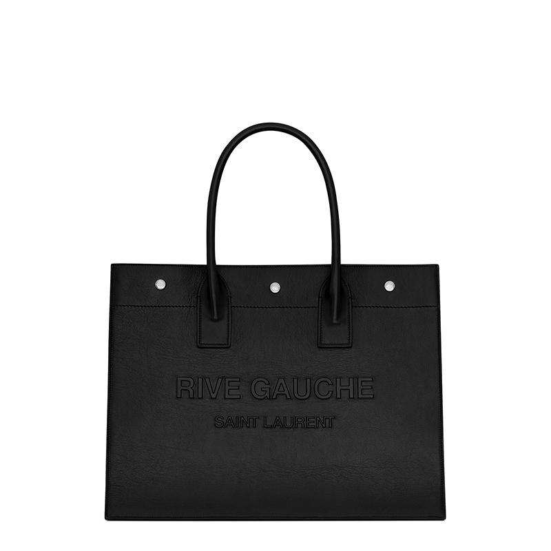 商品Yves Saint Laurent|SAINT LAURENT PARIS/圣罗兰 YSL 22春夏新款RIVE GAUCHE系列 男士小号黑色色光滑皮革银扣单肩手提托特包,价格¥13572,第2张图片详细描述